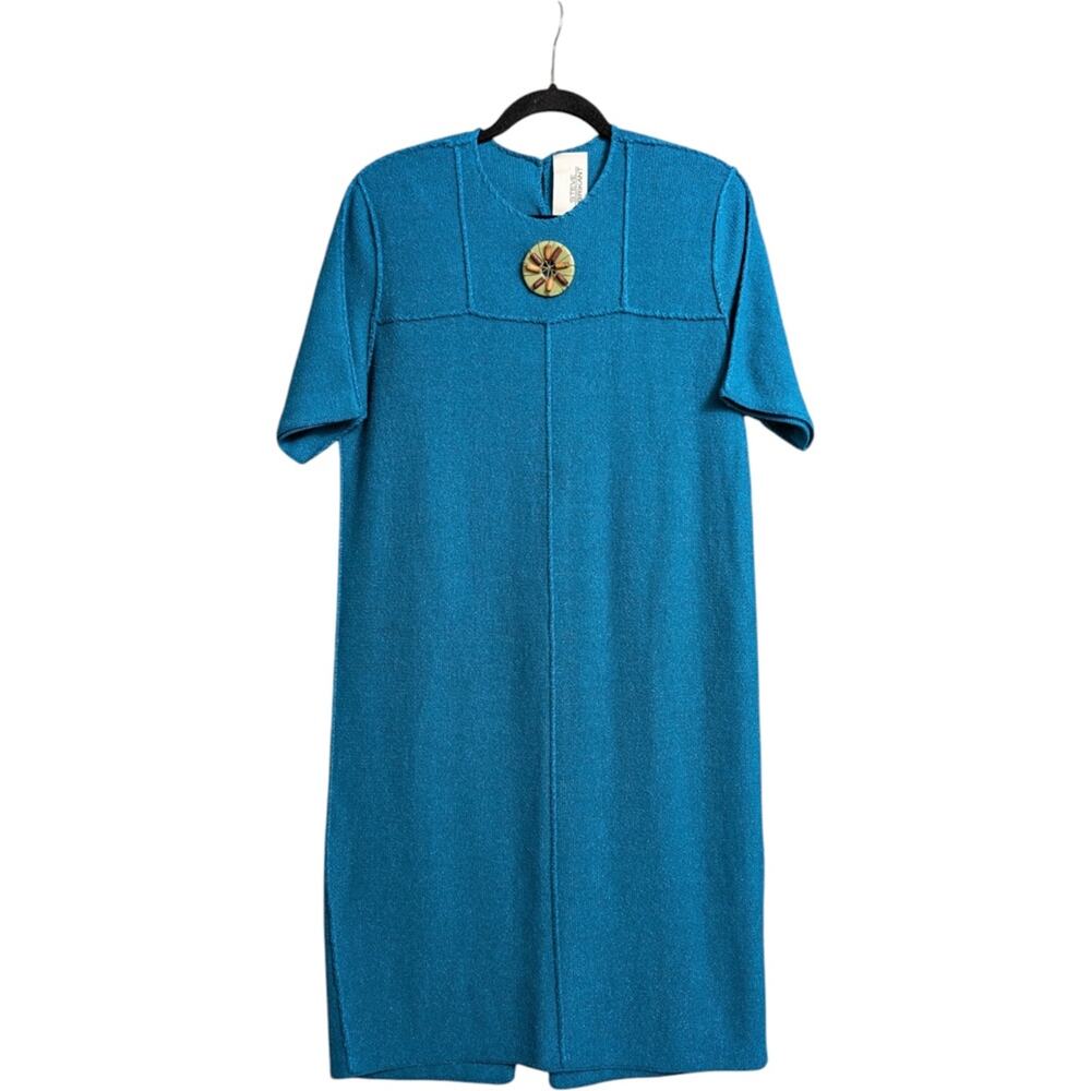 Steve Fabricant Robins Egg Blue Short Sleeve Mid-Length Dress Size L
